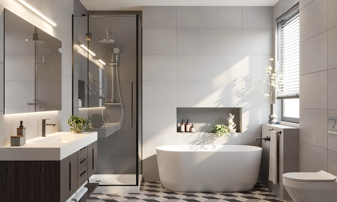 Bathroom design rendered in DesignFiles